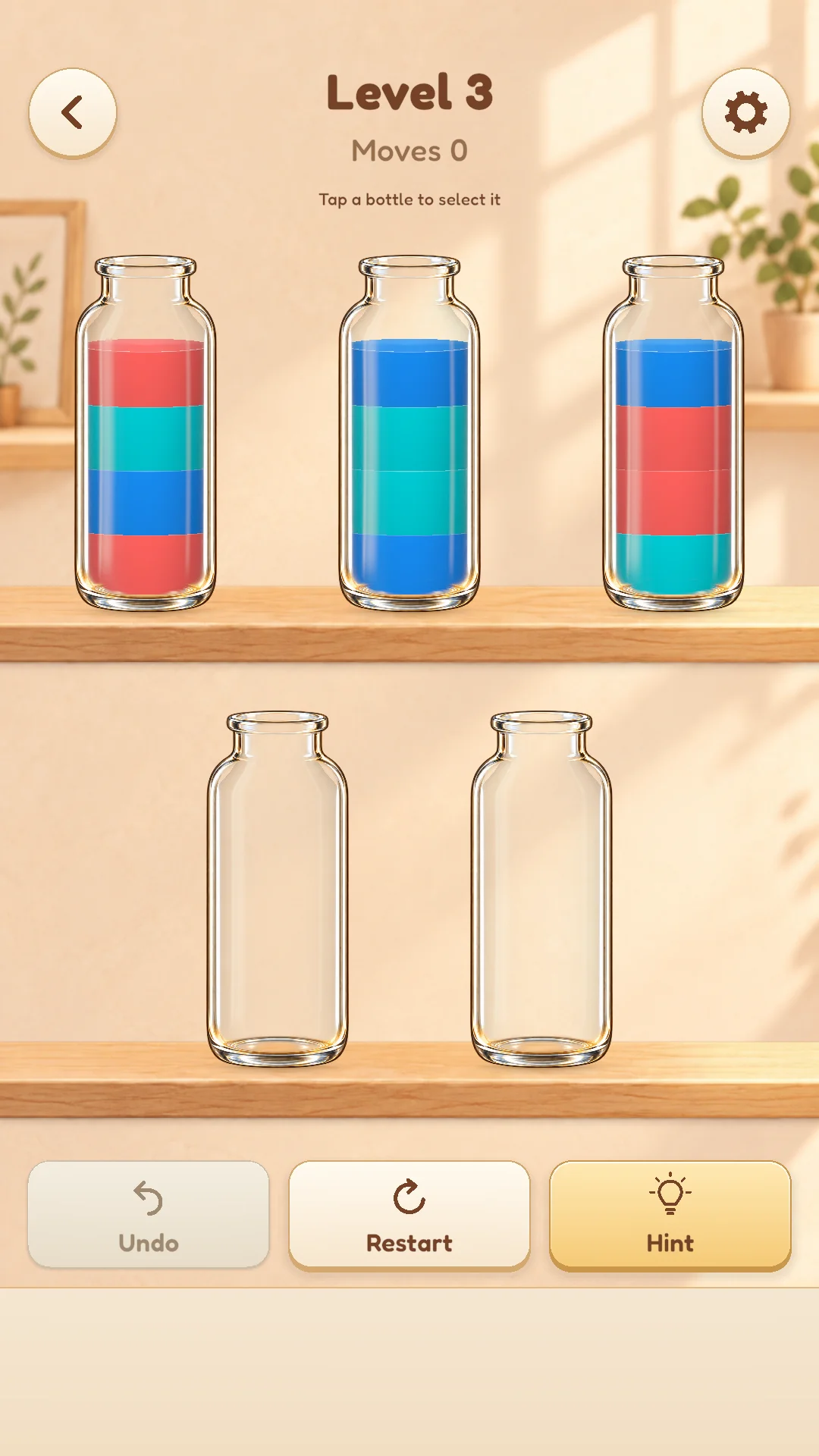 Level 3 puzzle board with three colors